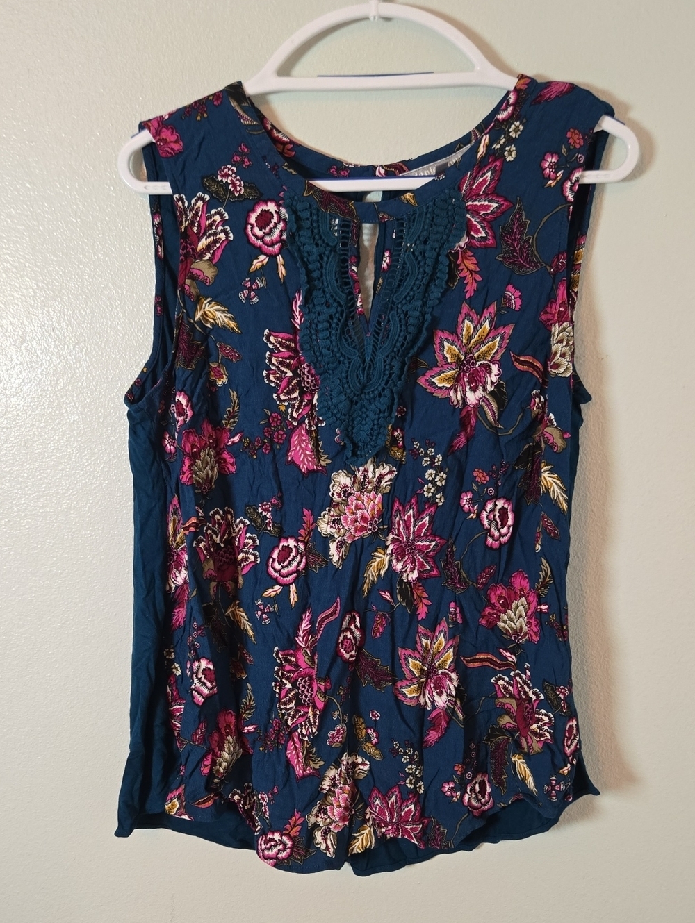 Daniel Rainn | Teal Floral Lace Back Tank Size 2X